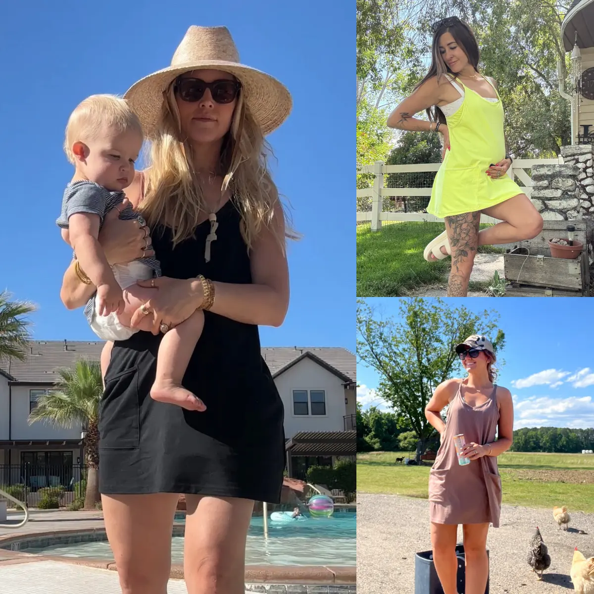 Women's Athletic Sleeveless Mini Dress with Built-in Shorts Summer V Neck Spaghetti Strap Short Spring Tennis Dress with Pockets