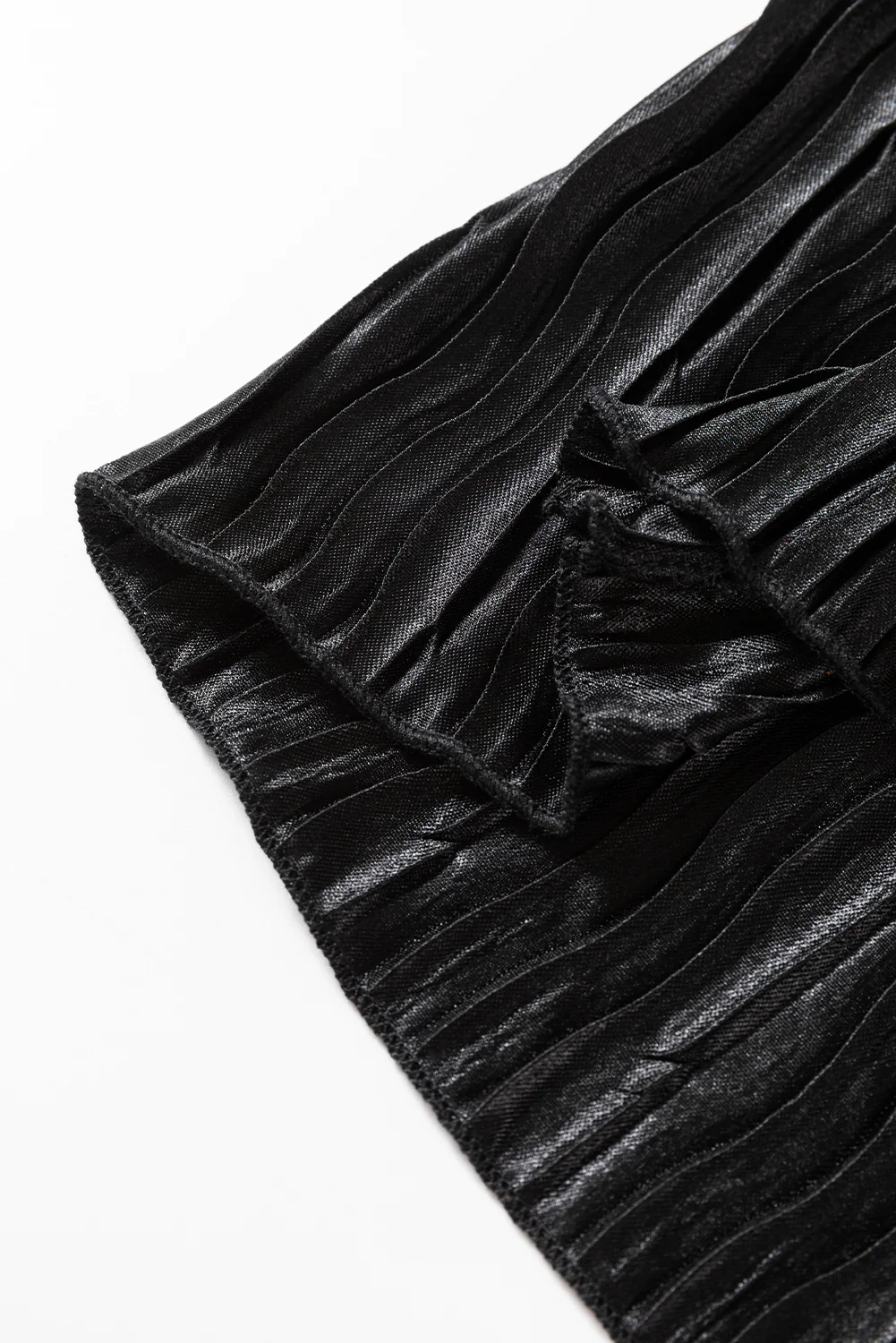 Textured Bubble Sleeve V Neck Loose Blouse