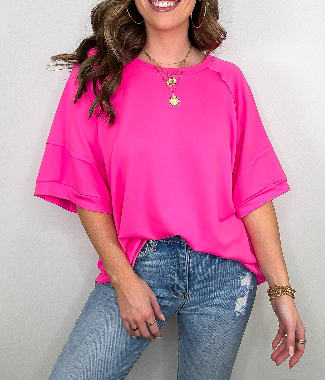 Chill Out Terry Knit Raw Edge Relaxed Top