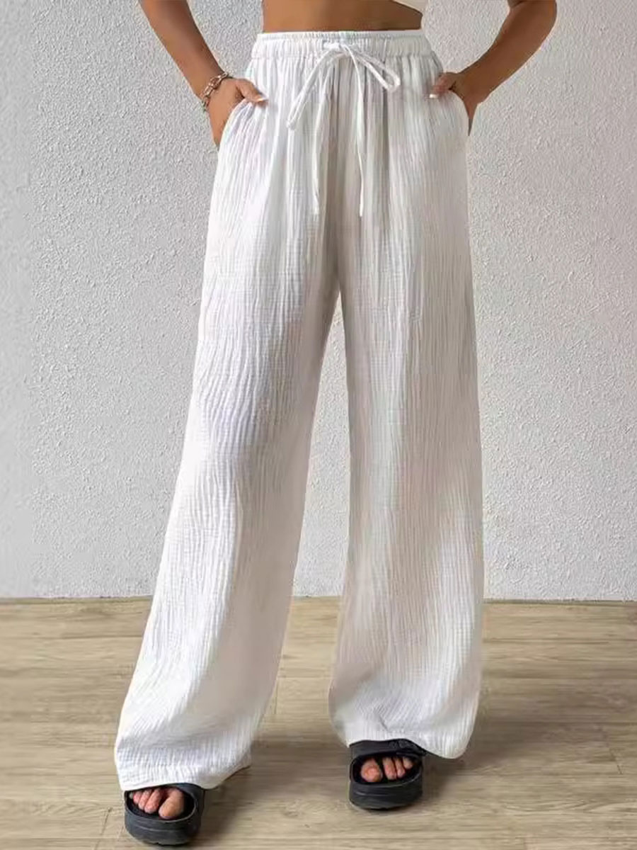 Women's Solid Color  Loose Casual Wide Leg Pants