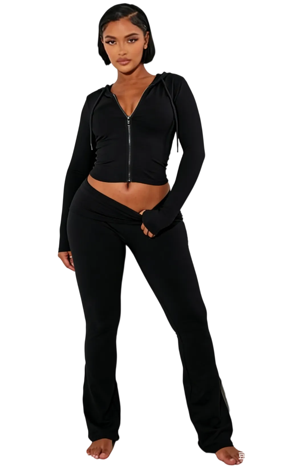 2-Piece Cropped Hoodie & Flared Pants Set