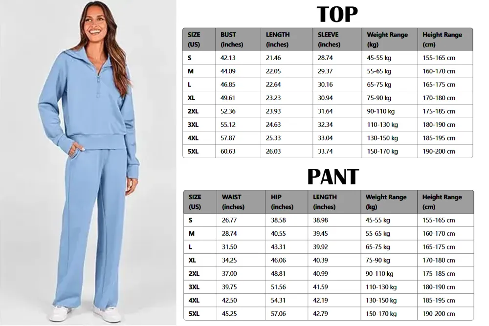 🔥Final Day Clearance!🛒Women's 2 Piece Outfits Casual Lapel Half Zip Sweatshirts And Wide Leg Pants Tracksuit Sets🔥8-PACK ONLY $28🔥