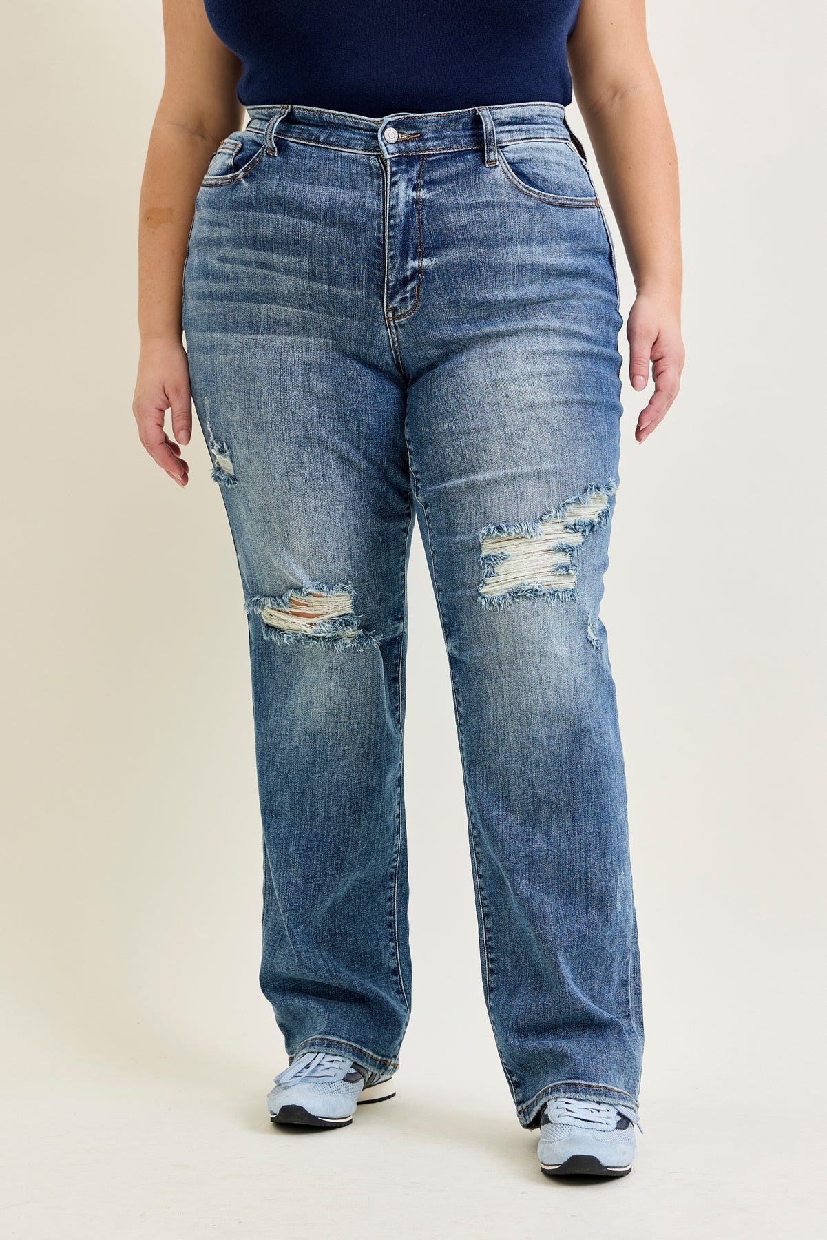Brett Distressed Dad Jeans - PLUS