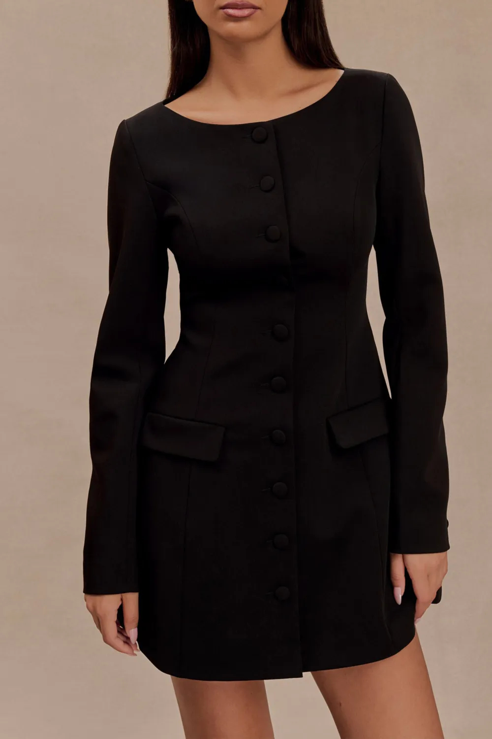 Daily Boat Neck Suiting Mini Dress