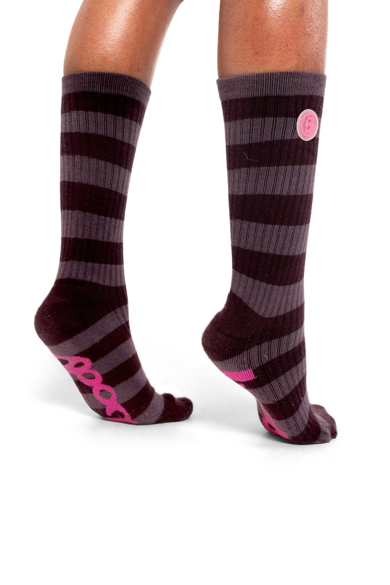 STRIPED KNIT SOCKS (MAGENTA/PINK)