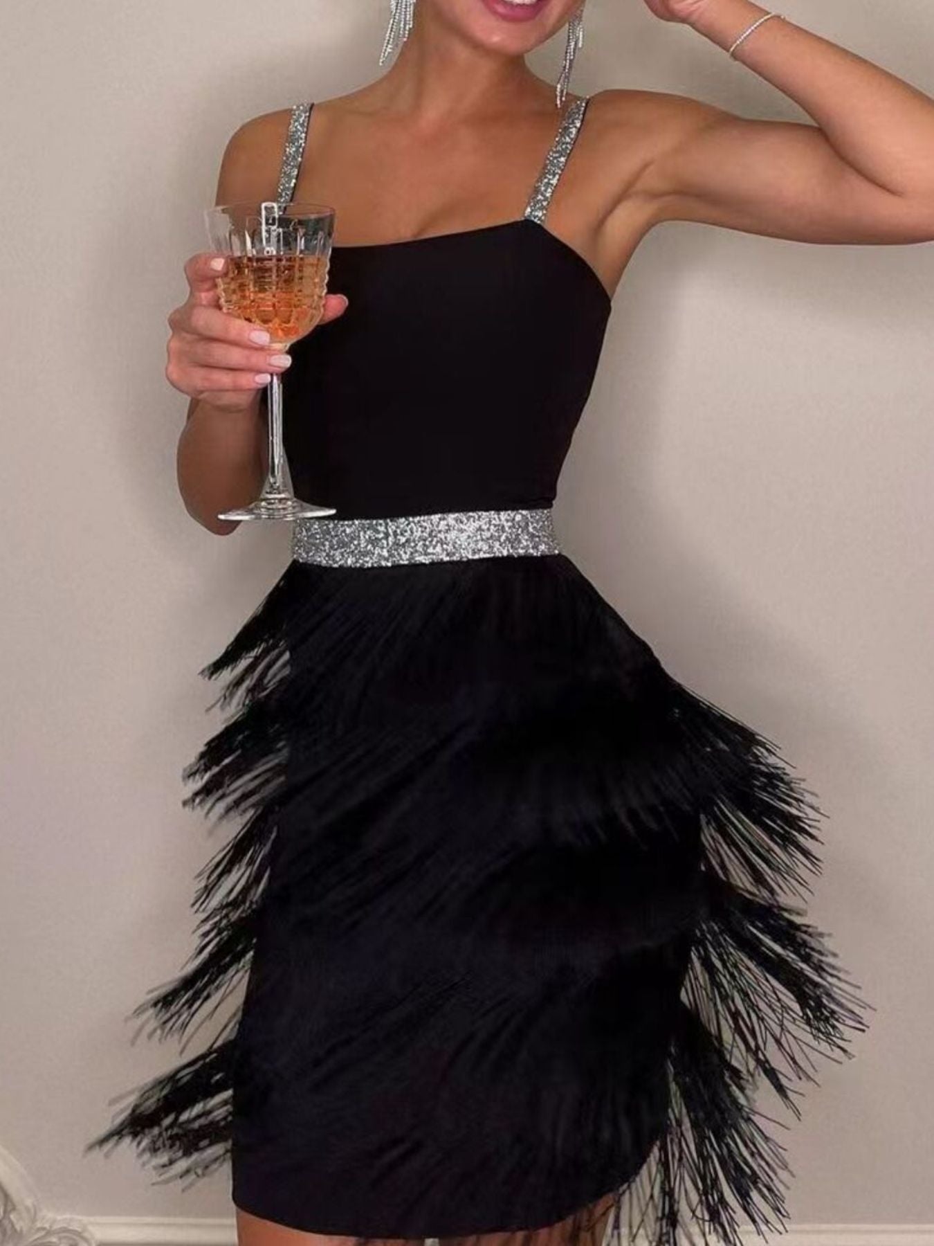 Fringe Trim Cami Mini Dress