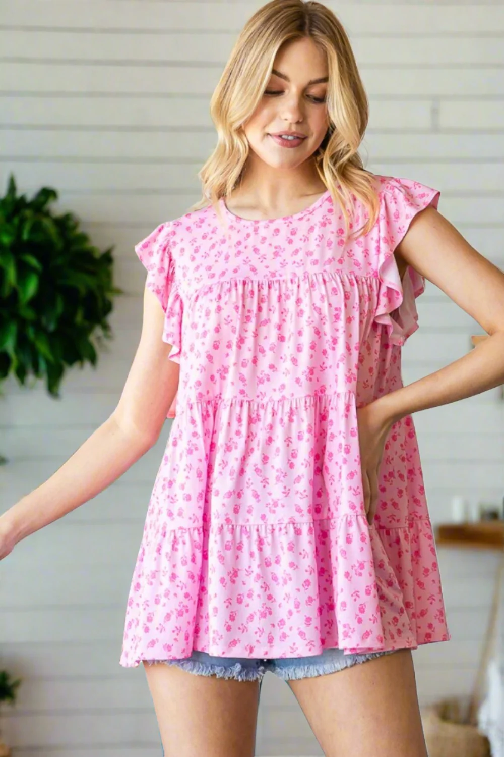 Floral Ruffled Tiered Top