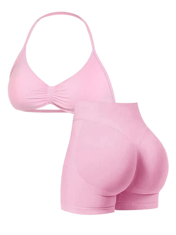 New Women's Sporty Yoga Set, High-Waist Tight-Fitting Shorts and Tank Top