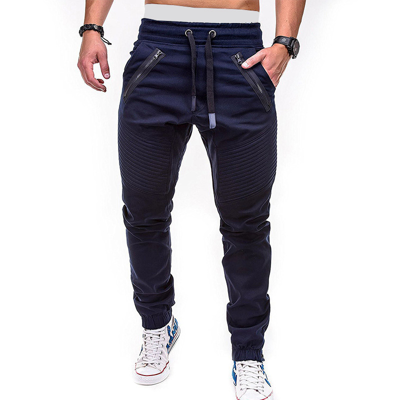 Men'S Solid Color Pocket Casual Knitted Pants