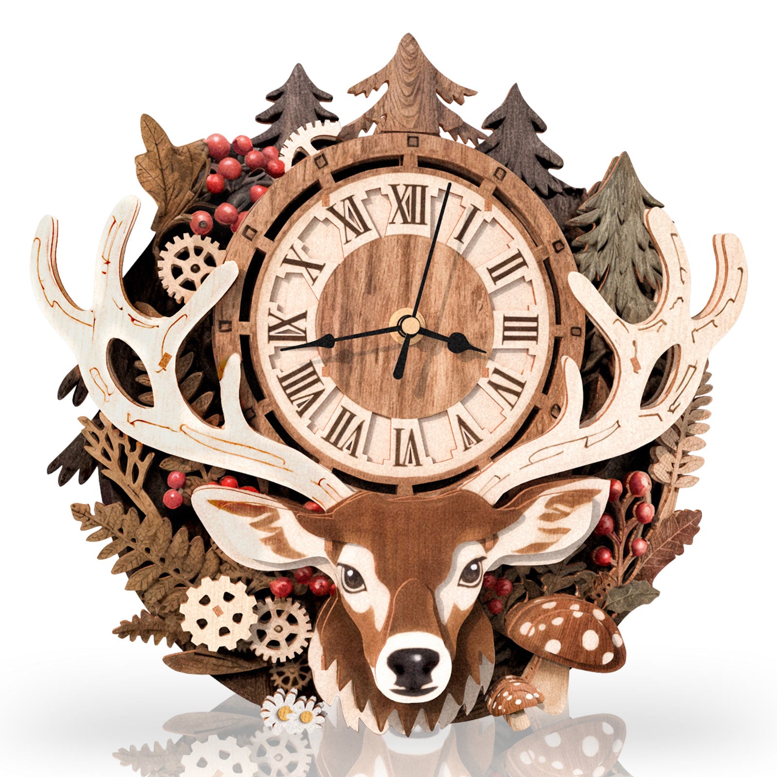 Reindeerâ€“ DIY Wooden Clock, 3D Puzzle Craft Kit