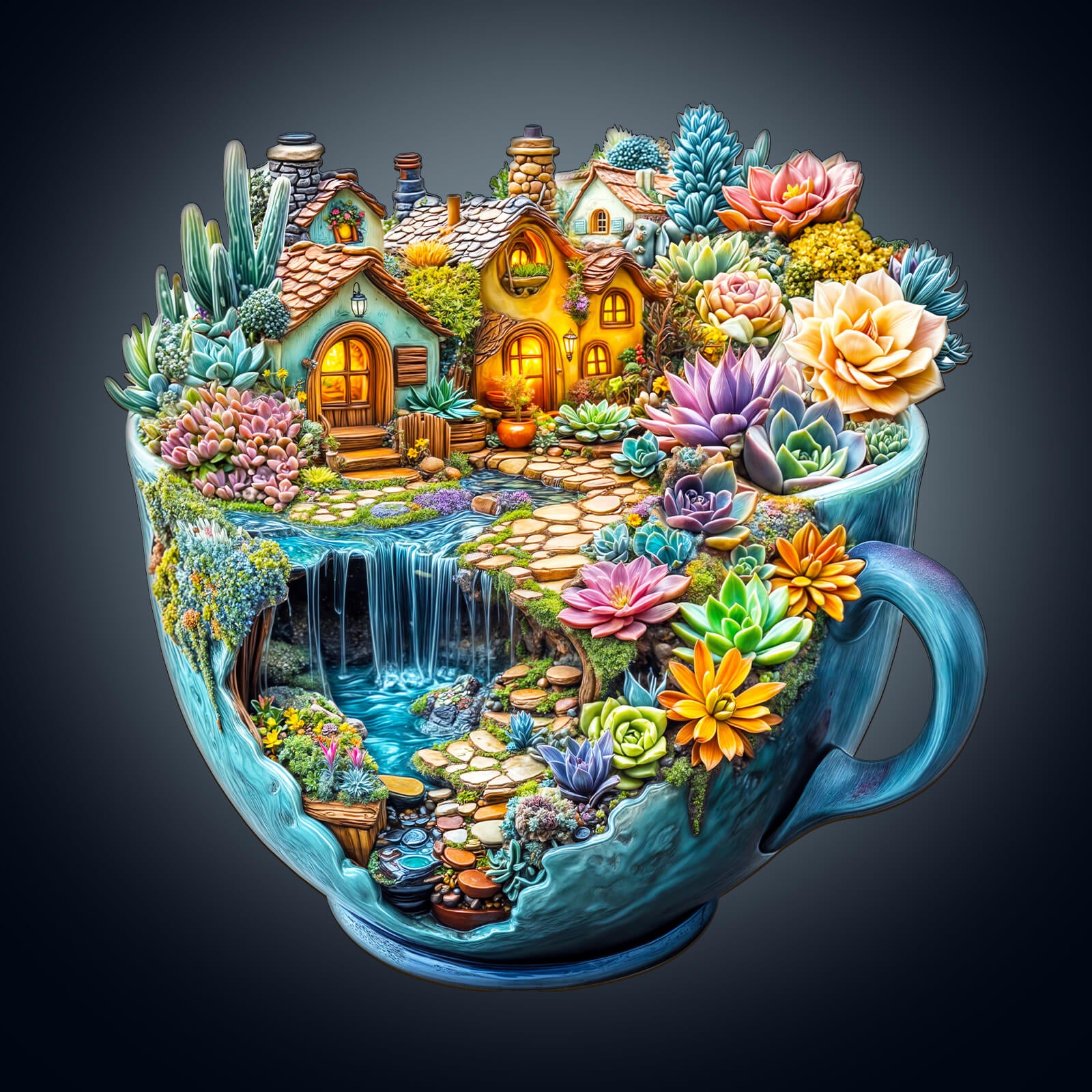 Succulent Mug Wooden Jigsaw Puzzle