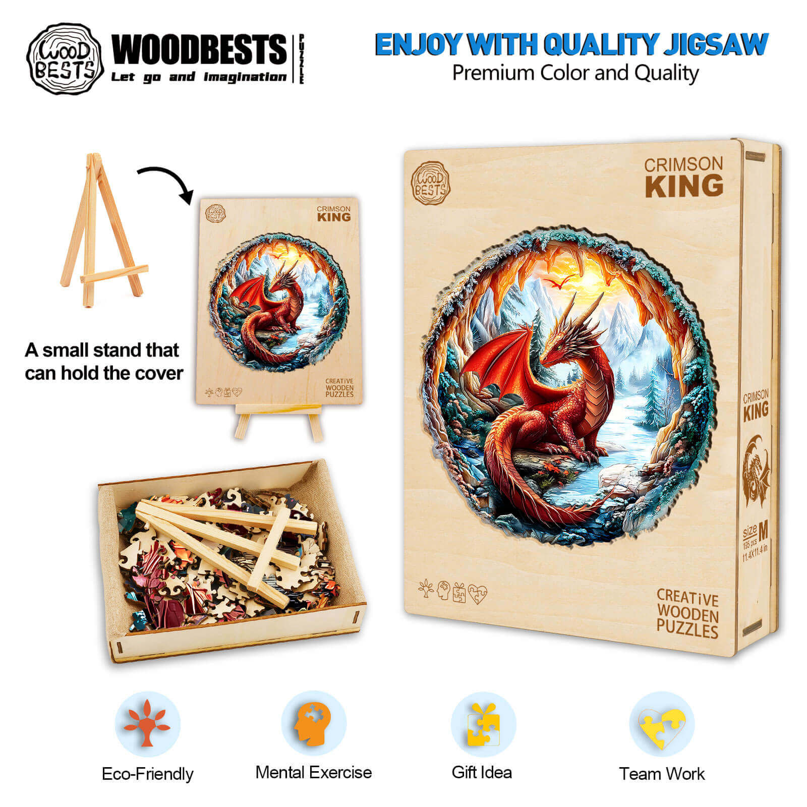 3D Crimson King Wooden Jigsaw Puzzle