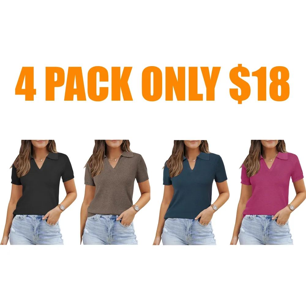 Womens Wool Blend Polo Shirts Spring Summer Sweater Tops