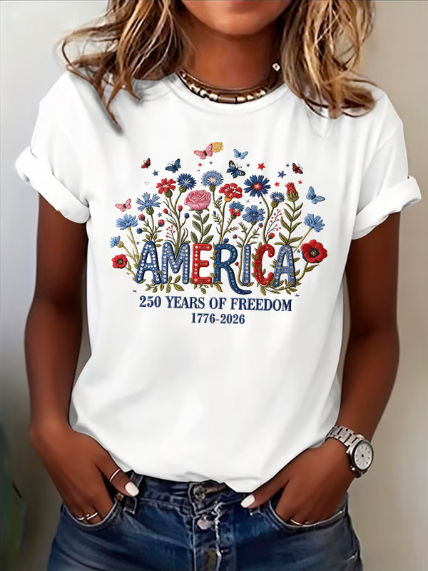 Women'S V-Neck T-Shirt Commemorating The 250Th Anniversary Of American Independence