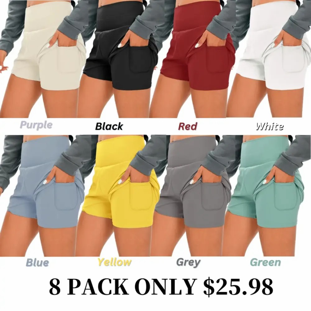 💝💝Last day promotion-⏰[2-in-1 Anti-Exposure Sports Shorts] Women's 2-in-1 Sports Shorts, Anti-Exposure Running Shorts With Pockets