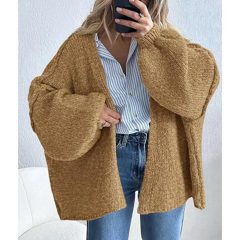 Women's Oversized Camel Cardigan