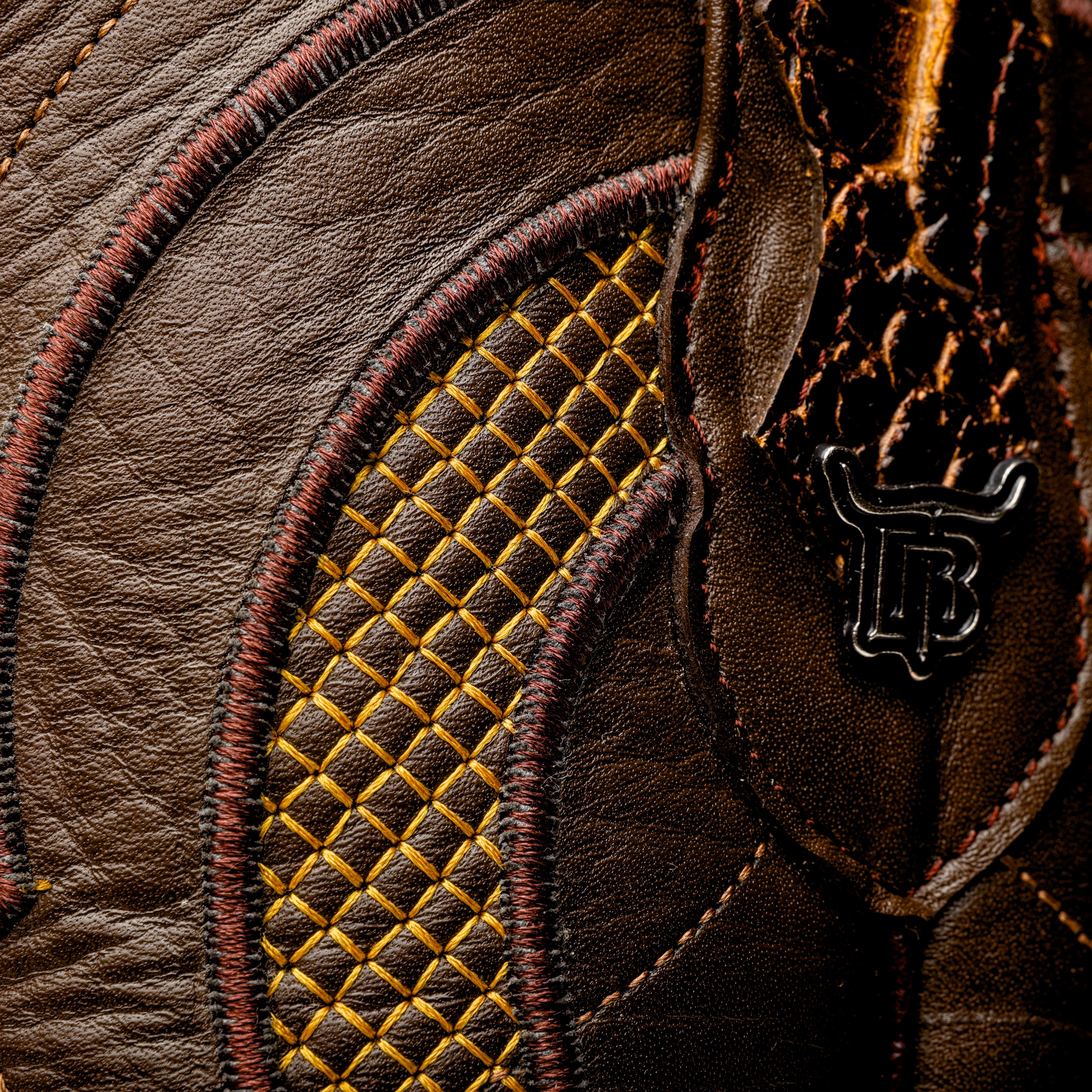 Two-Tone Caiman Belly Leather Boots - Square Toe