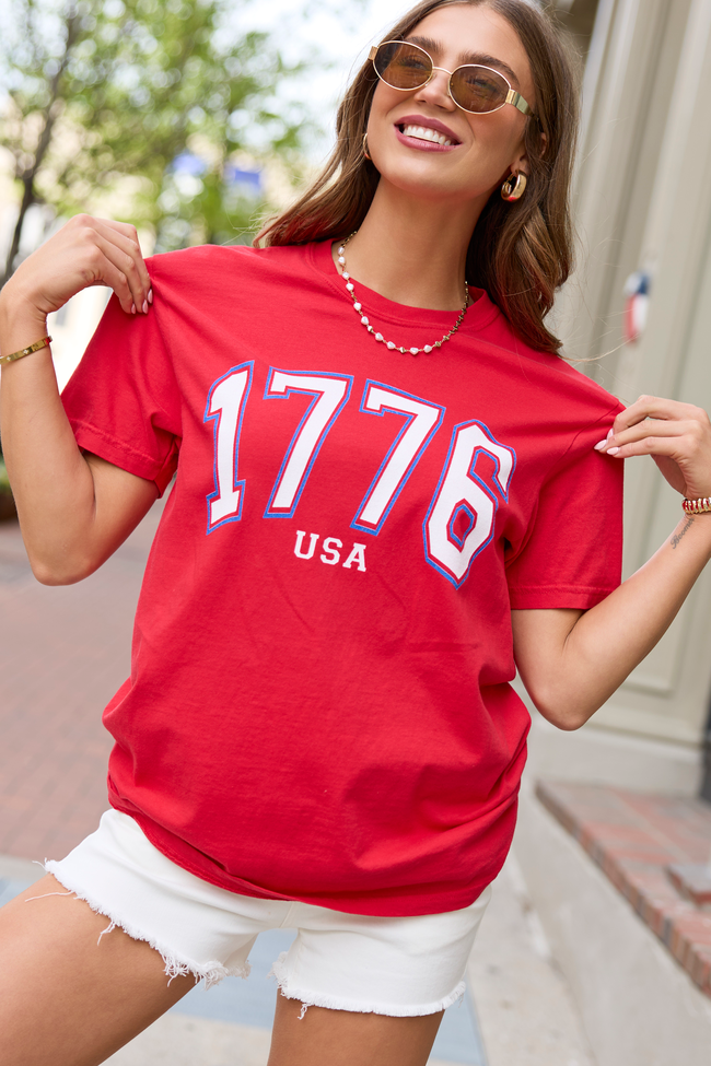 1776 Block USA Red Graphic Tee
