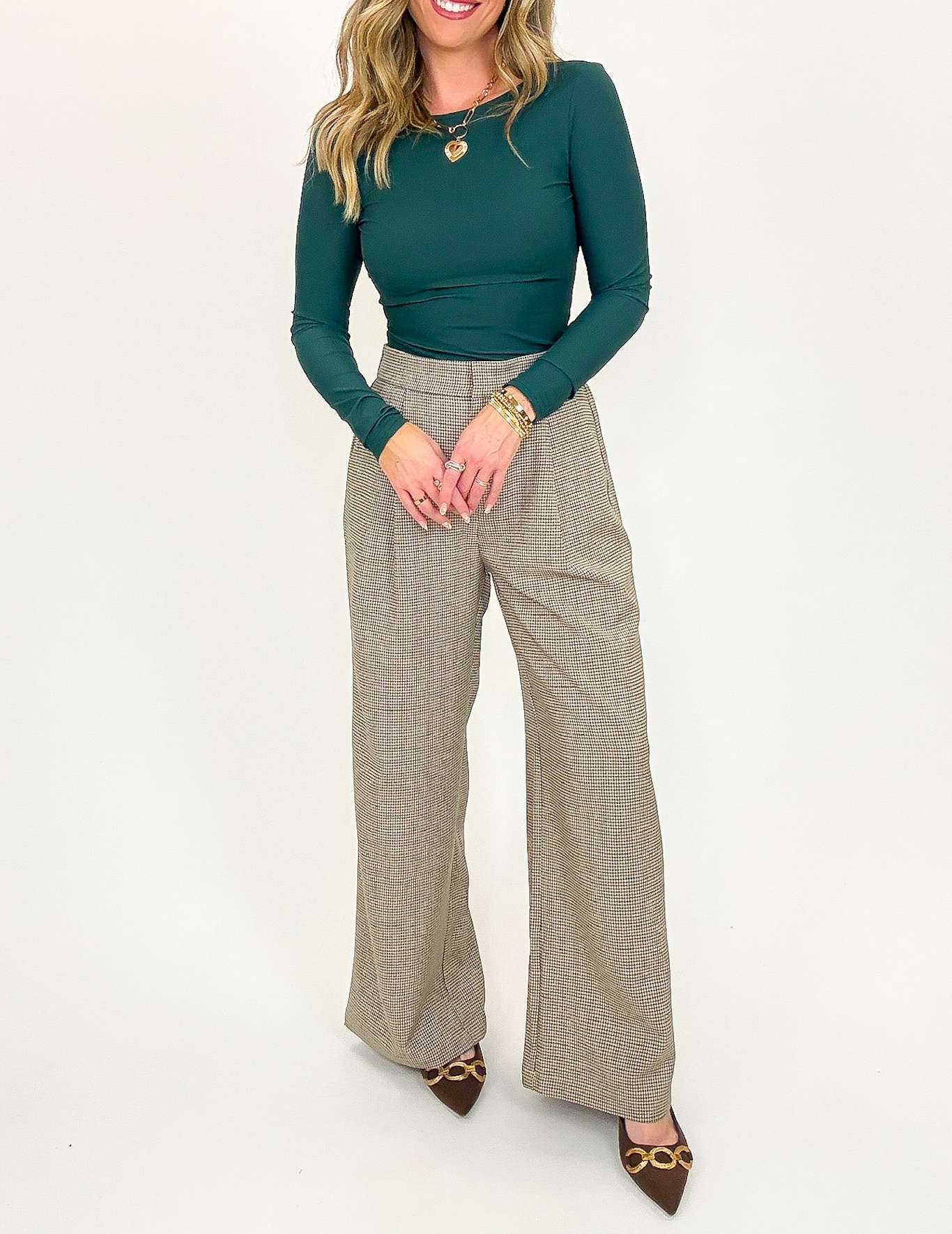 Polished Ease Front Pleat Wide Leg Pants