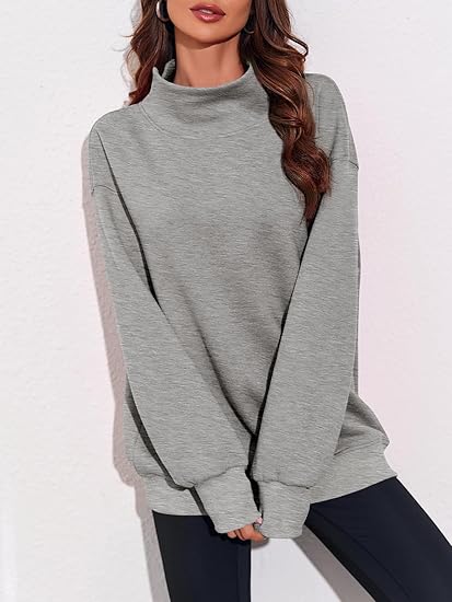 2026 Women's Oversized Turtleneck Sweatshirt Long Sleeve Pullover