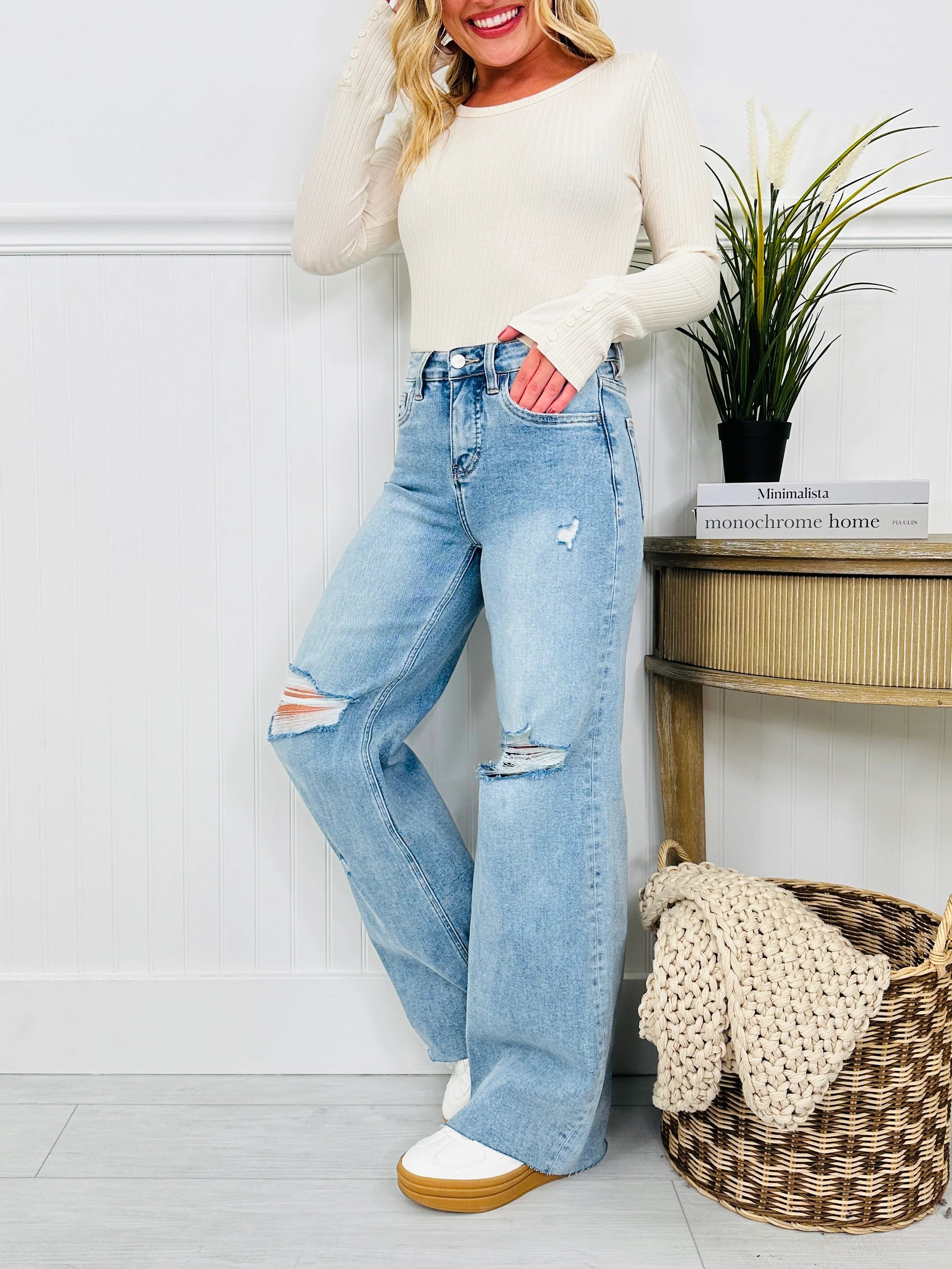 Ride the Retro Wide Leg Retro Tummy Control Jeans