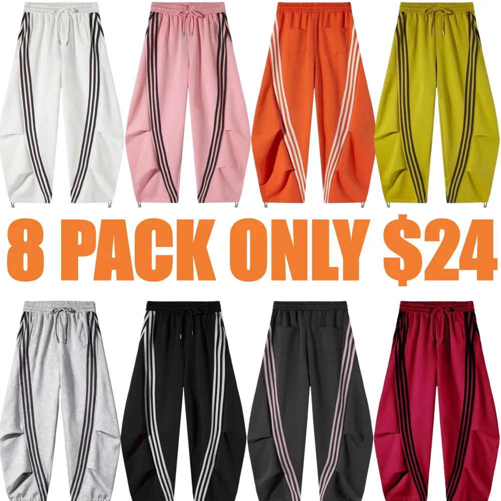 Flooo Loose Wide Leg Striped Track Pants