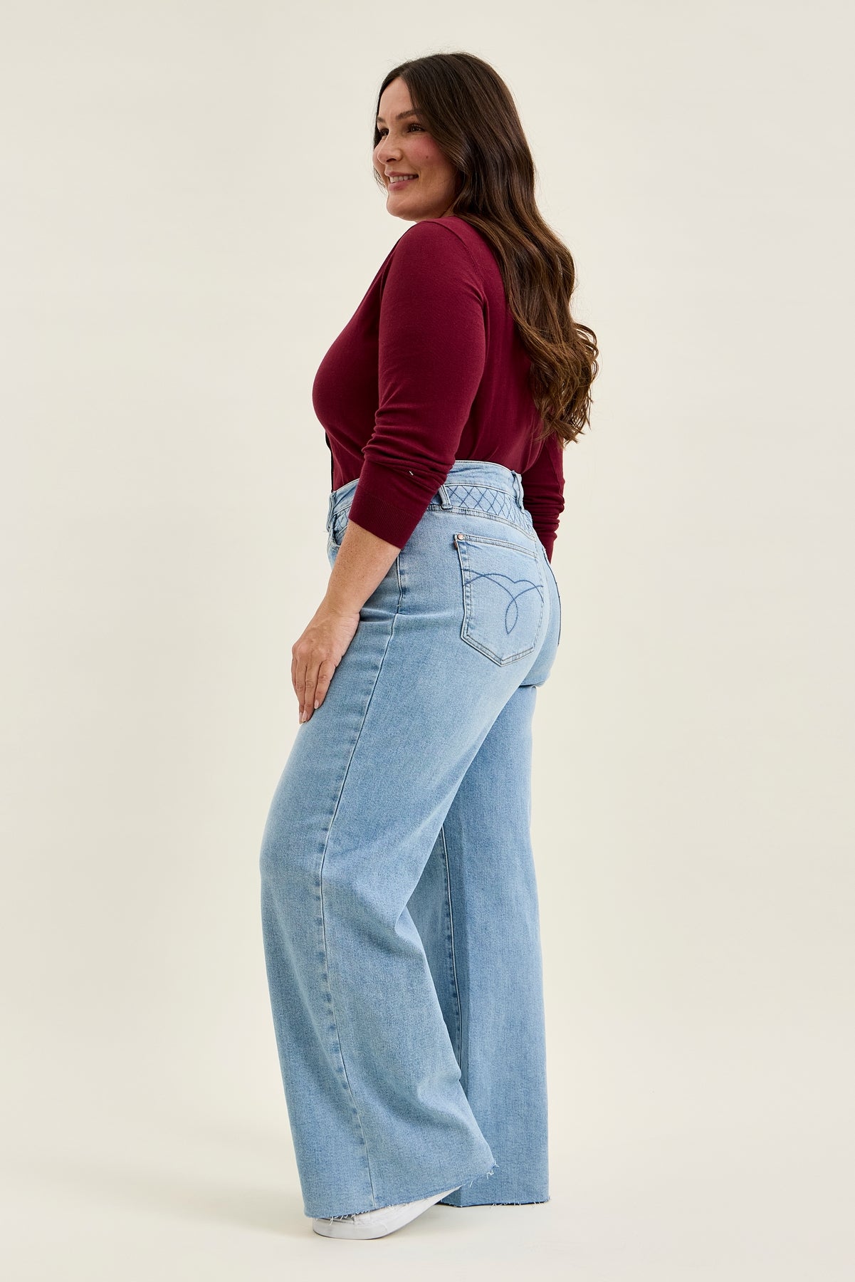 Lux Quilted Blue Retro Wide Leg - PLUS