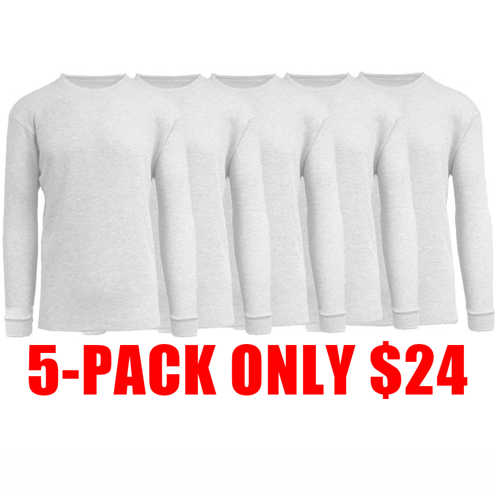Men’s 5-Pack Waffle-Knit Long Sleeve Thermal Shirts – Warm, Soft & Stylish Everyday Wear