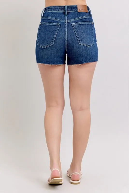 High Waist Criss-Cross Waistband Denim Shorts