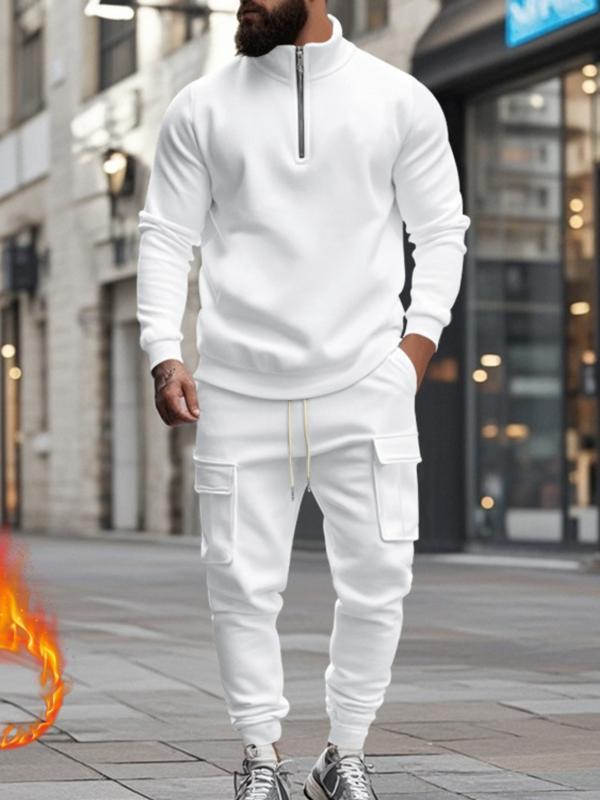 Two-Piece Set – Stand Collar Zip-Up Jacket & Cargo Jogger Pants