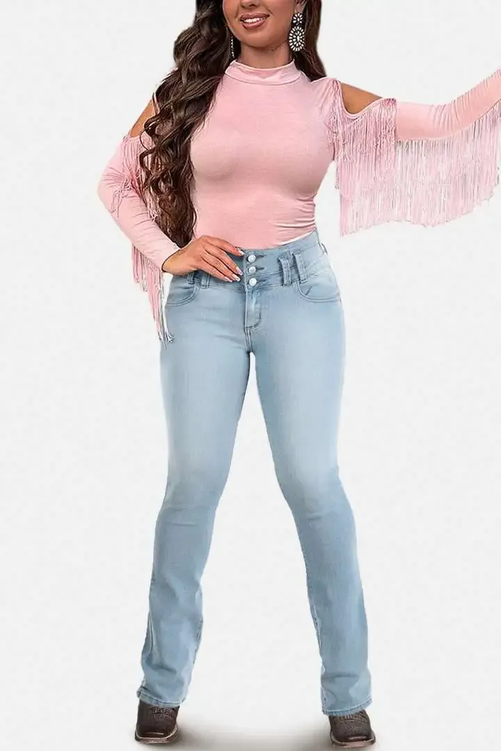 🔥High-Waist Button Fly Flare Jeans 7-Pack Only $24.99