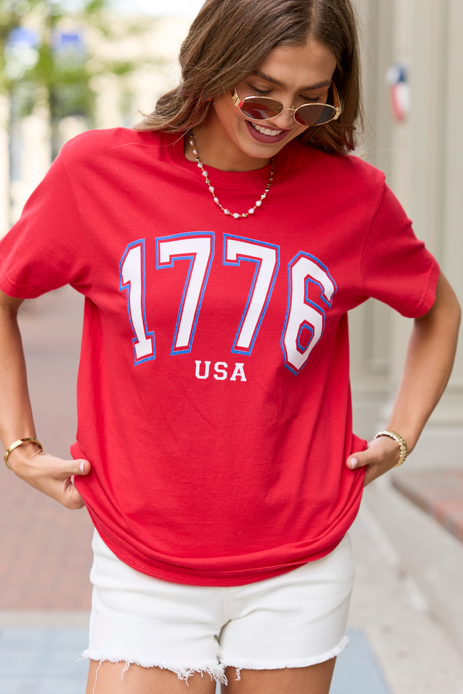 1776 Block USA Red Graphic Tee