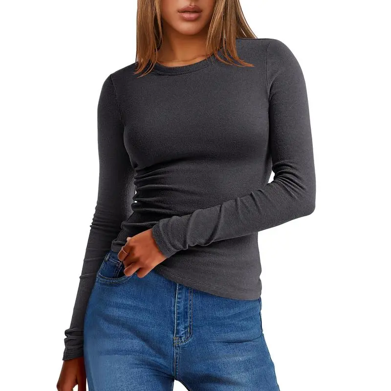 Women’s Slim Fit Thermal Long Sleeve Tee – Fall/Winter Warm Basic Top