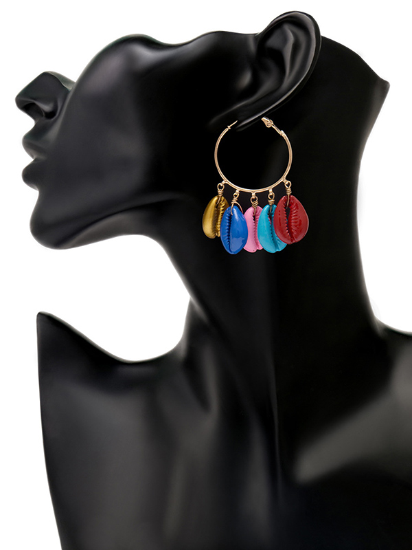 Fashion Colorful Shell Circle Ethnic Earrings