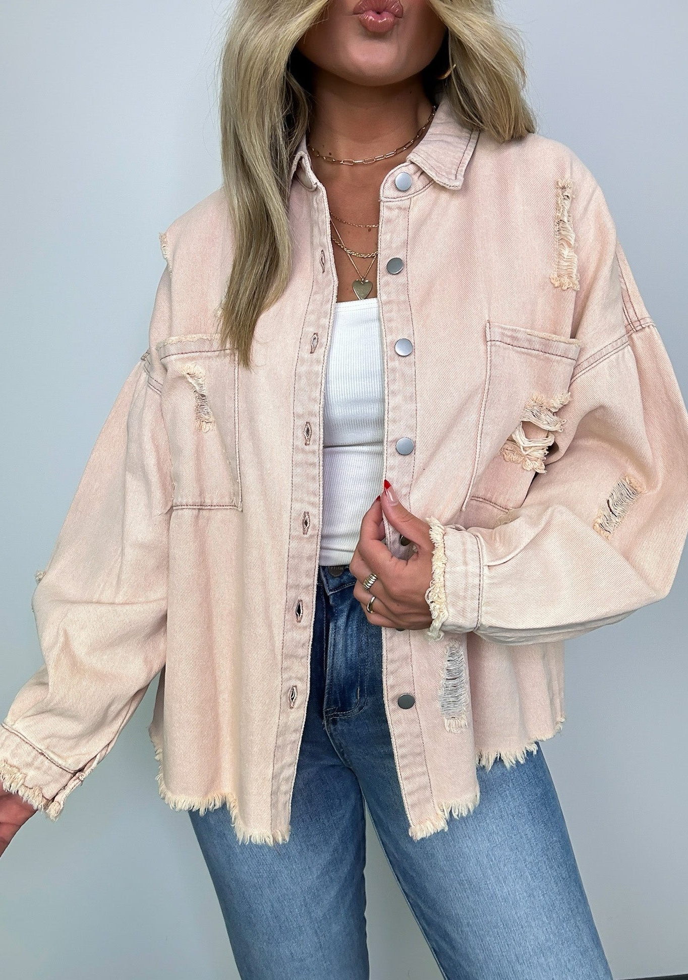 Oversized Distressed Denim Jacket