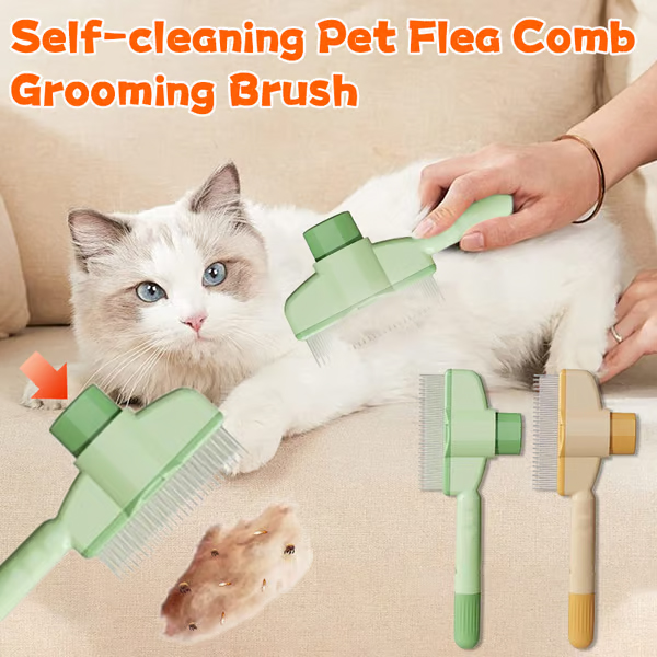 Self-cleaning Pet Flea Comb Grooming Brush