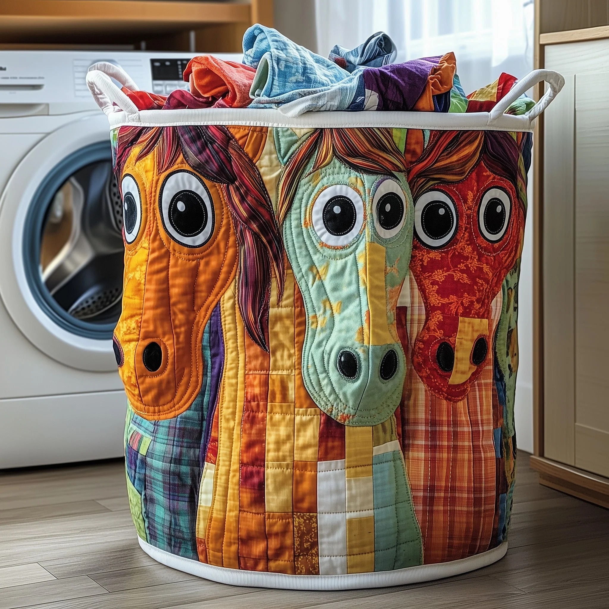 Funky Horse Quilted Laundry Basket – 2026 New 3D Textured Craft Design