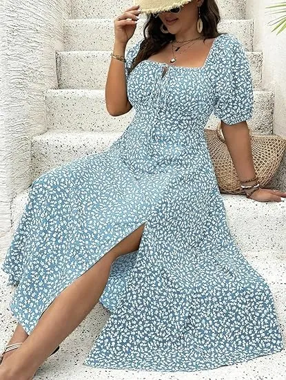 Ditsy Floral / All Over Print Split Thigh Dress (Less than $3 each!)