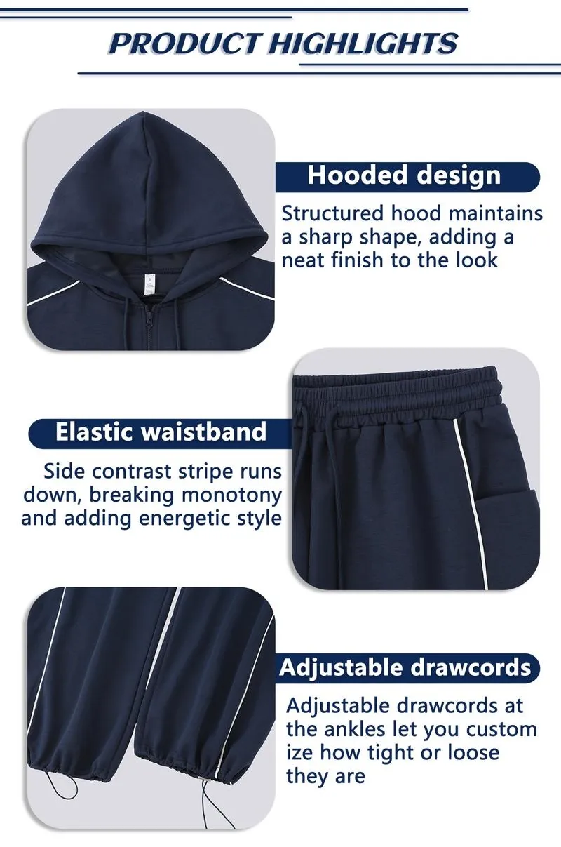 Women’s Hooded Tracksuit Set (Cropped Hoodie + Wide Leg Pants)