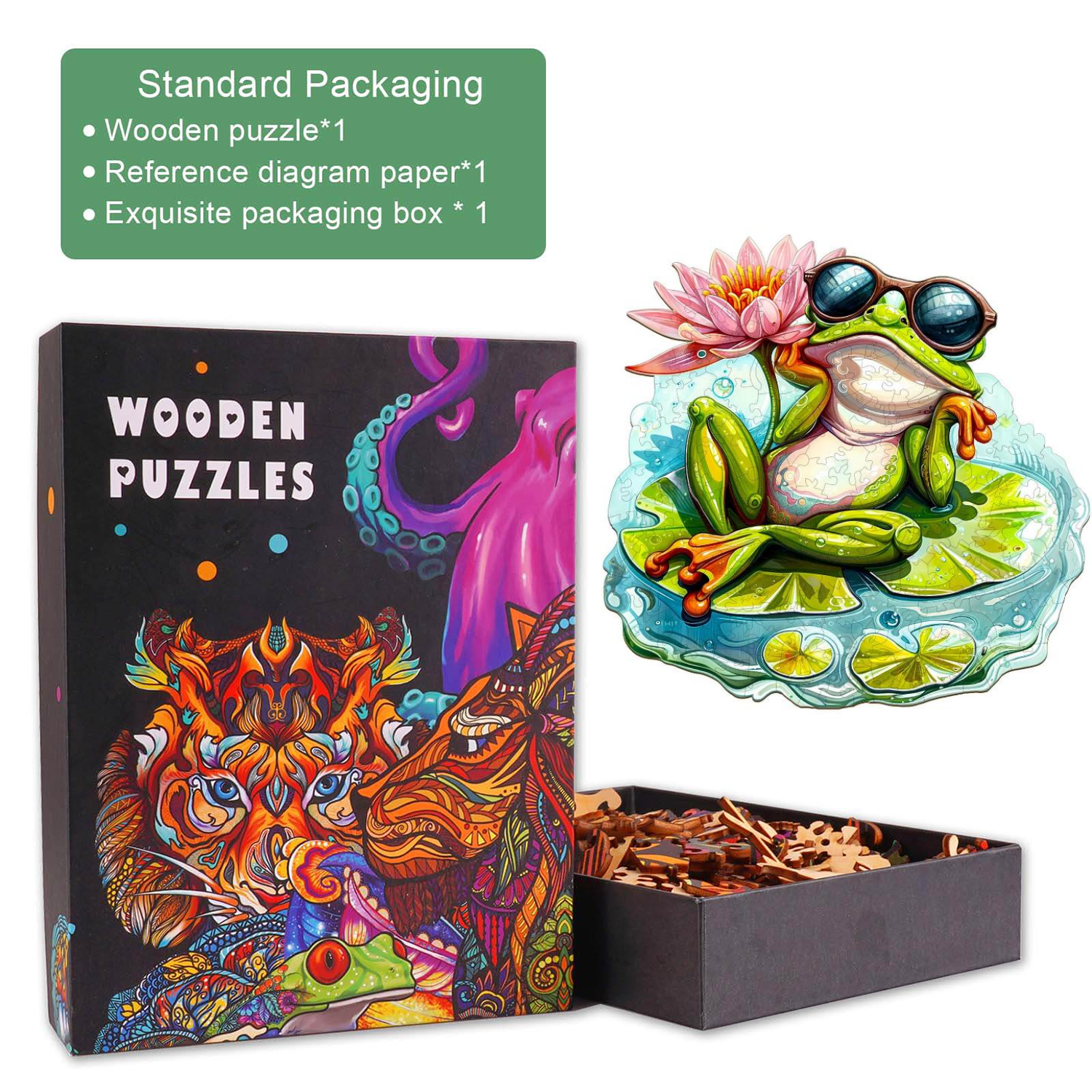 Leisurely Frog-1 Wooden Jigsaw Puzzle