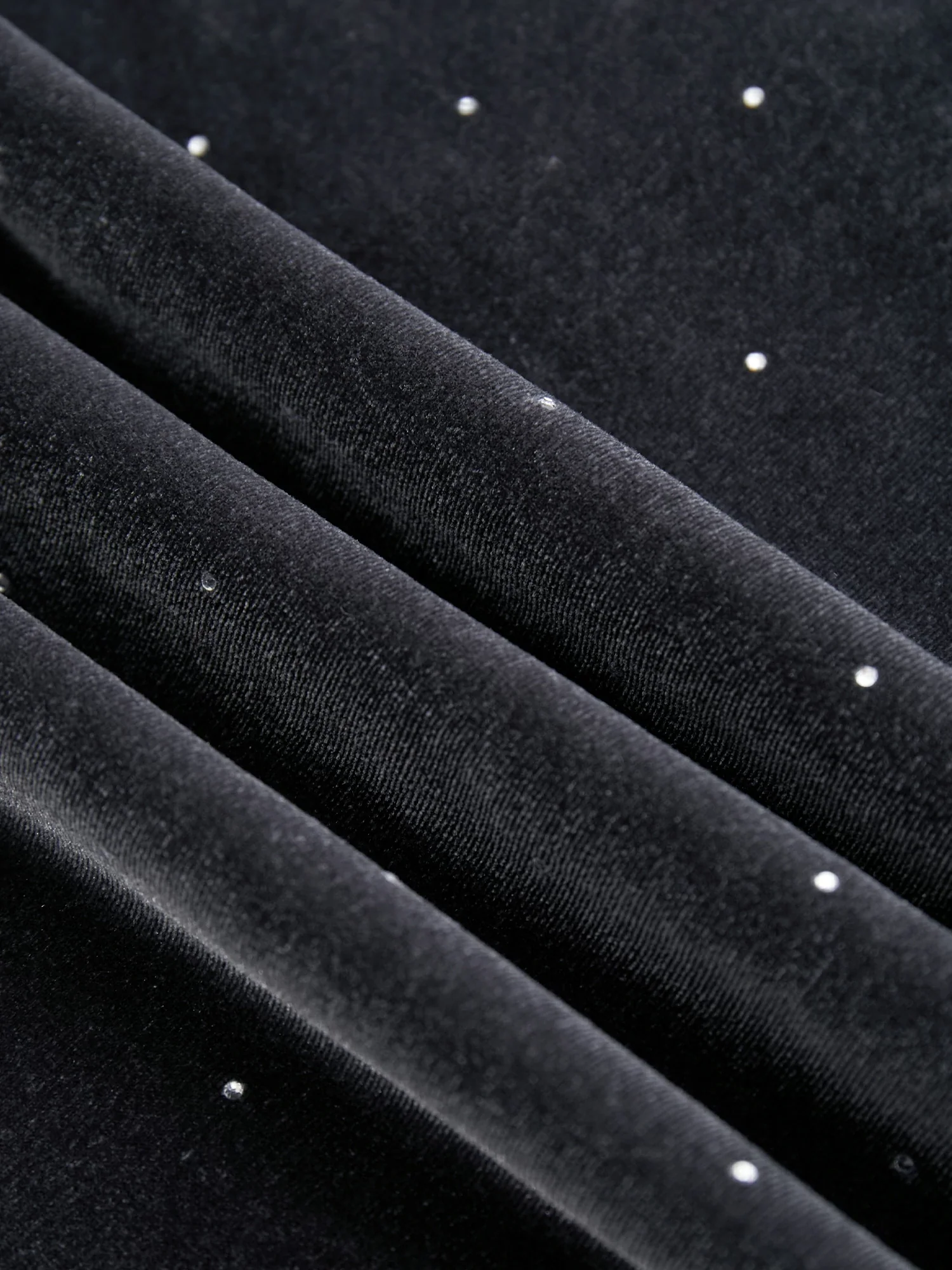 Velvet Rhinestone Long Sleeve Off-Shoulder Dress