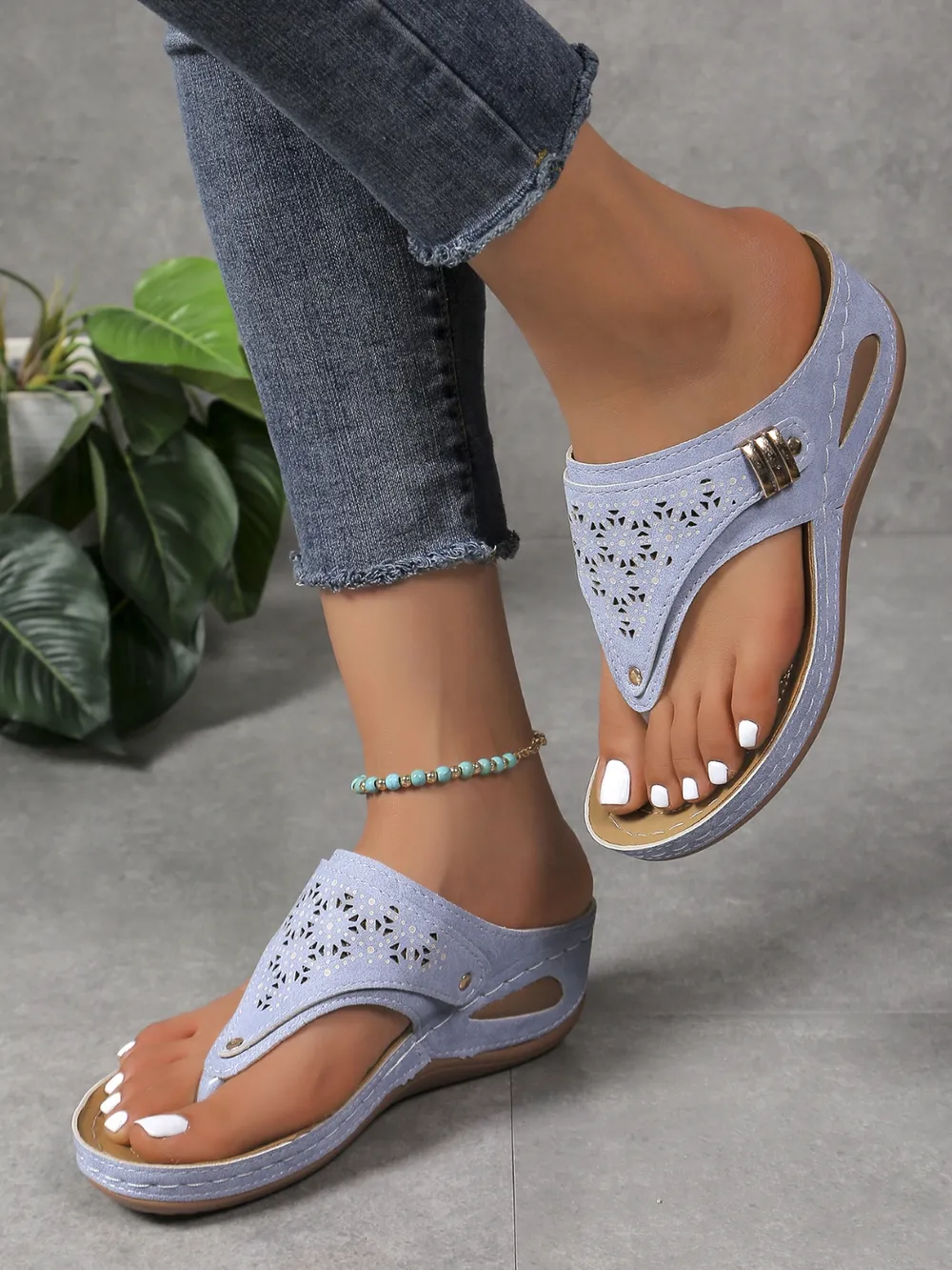 Cutout Toe Post PVC Sandals (multiple color options)