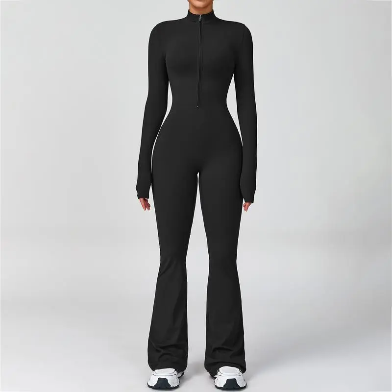 Women's Long Sleeve Flared Sports Jumpsuit