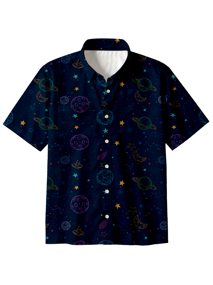 Space Doodles Button Up Pocket Shirt
