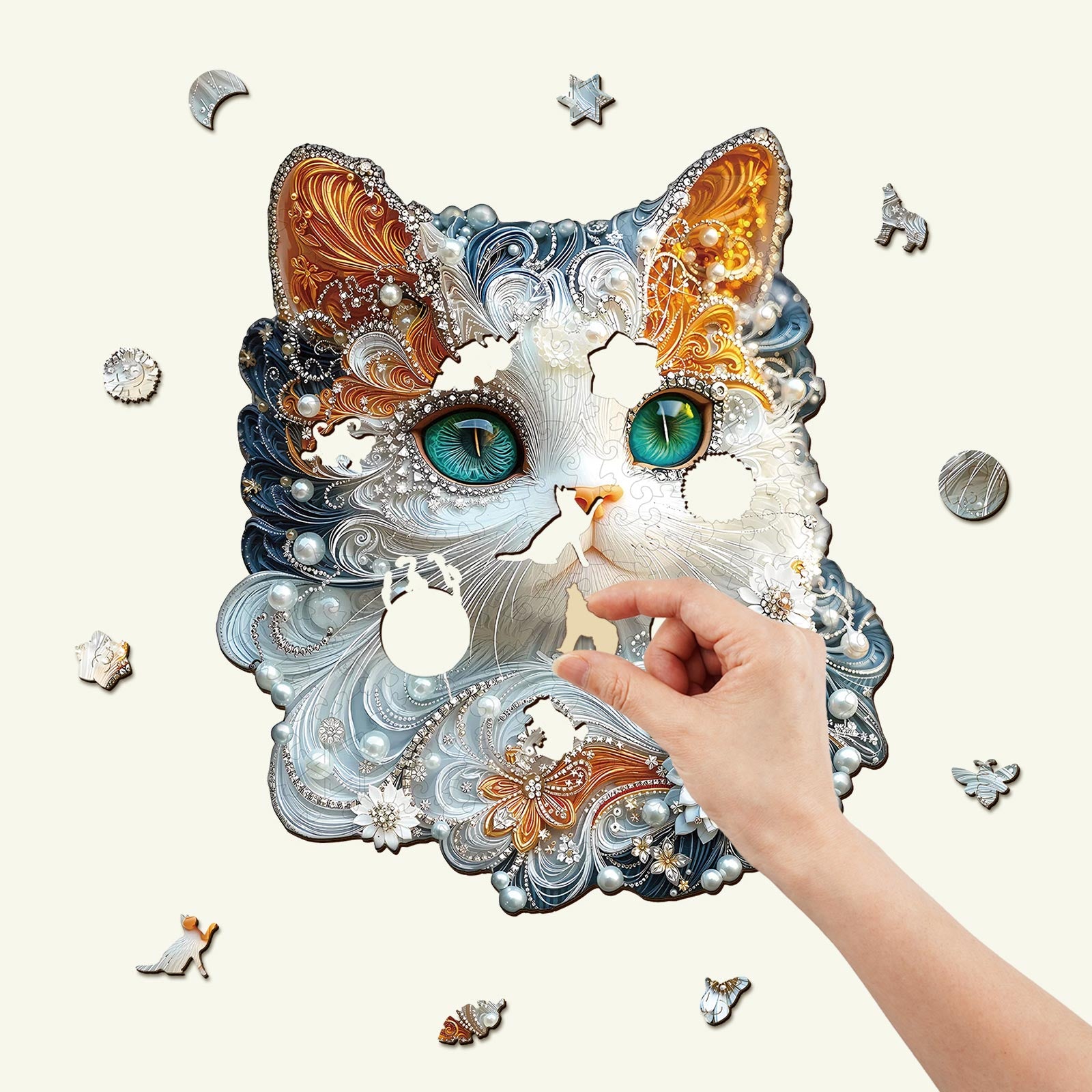 Jewelry Kitten Wooden Jigsaw Puzzle