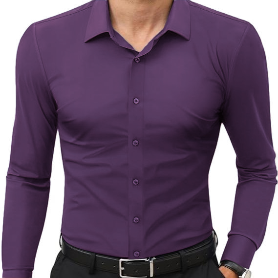 Men’s Stretch Slim-Fit Long Sleeve Dress Shirt