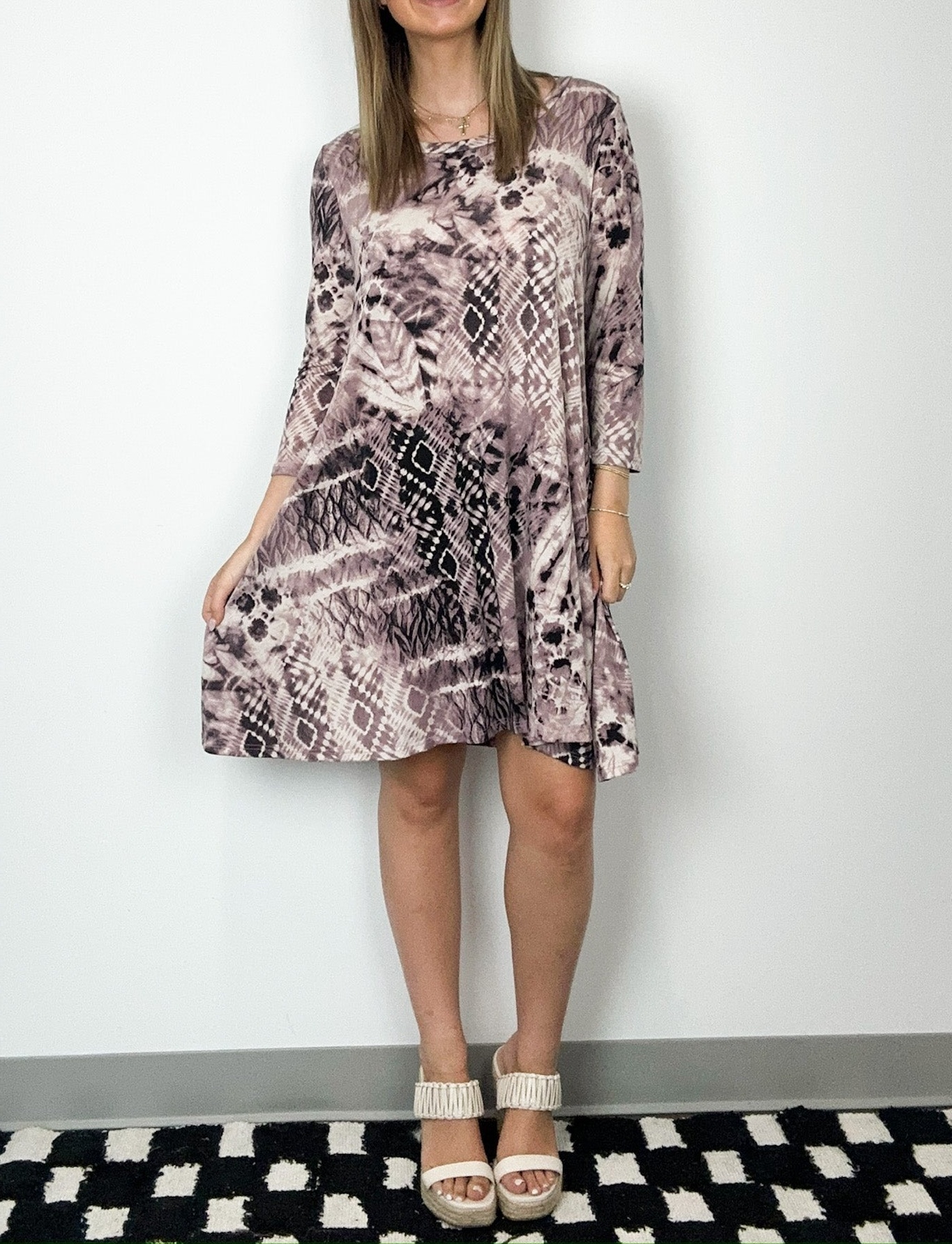 Definite Drama Abstract Print Shift Dress
