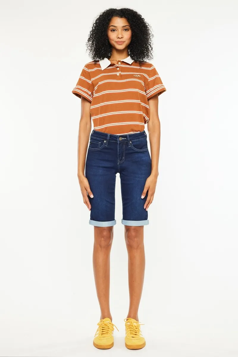 Kancan Mid Rise Bermuda Denim Shorts