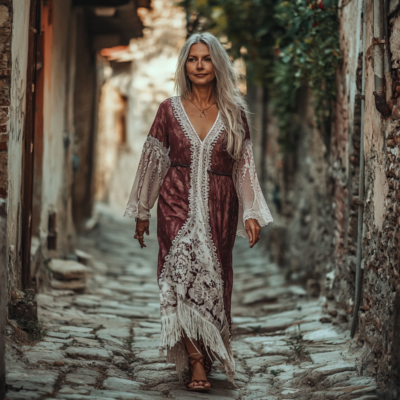 Vintage Loose Linen Patchwork Dress df13