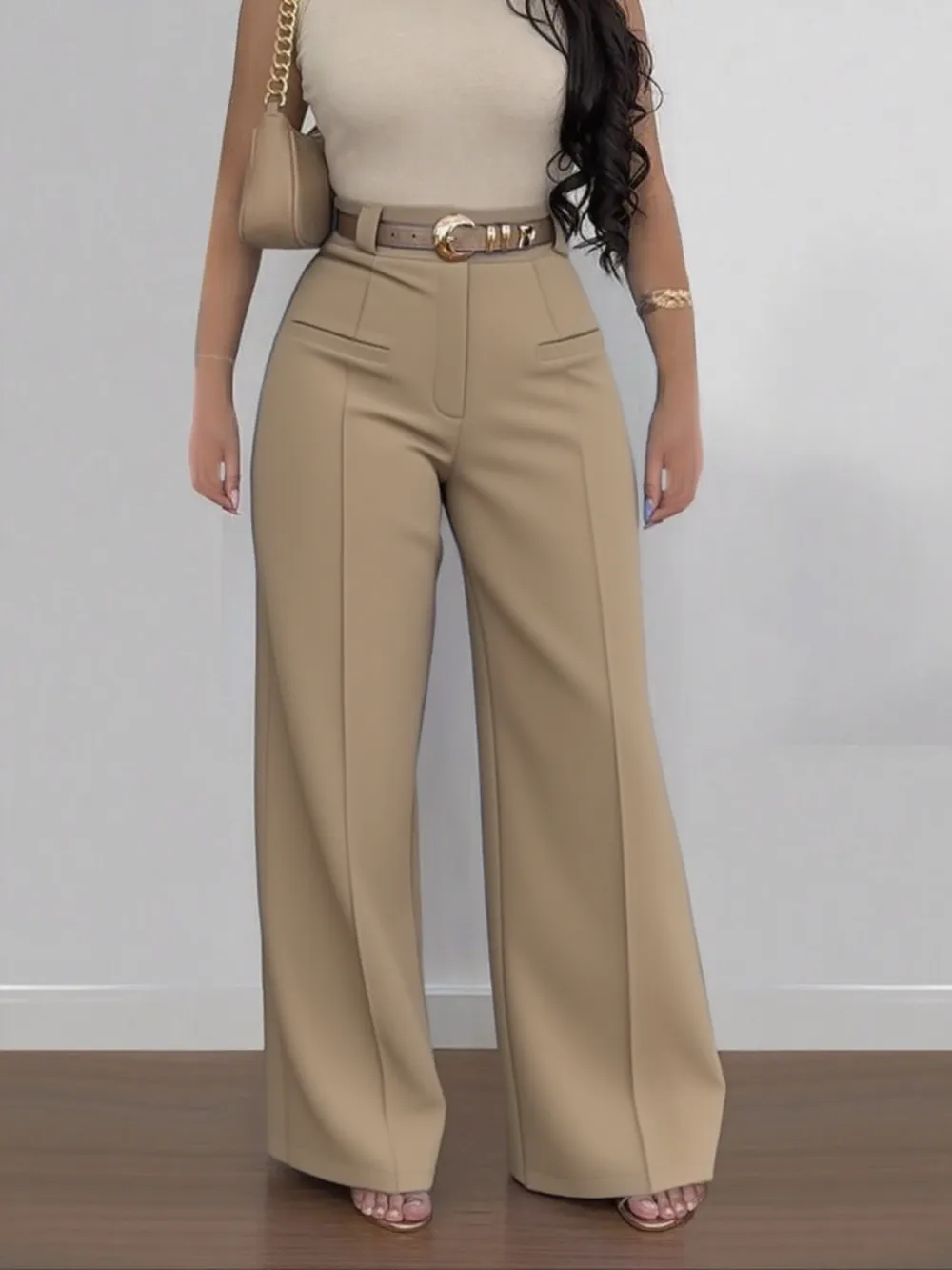 Women's Plain Pocket Wide Leg Fit Pants
